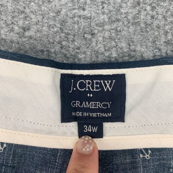 J Crew Gramercy Short Men 34 Navy Nautical Anchor Flat Front Cotton Casual Chino - Picture 4 of 10